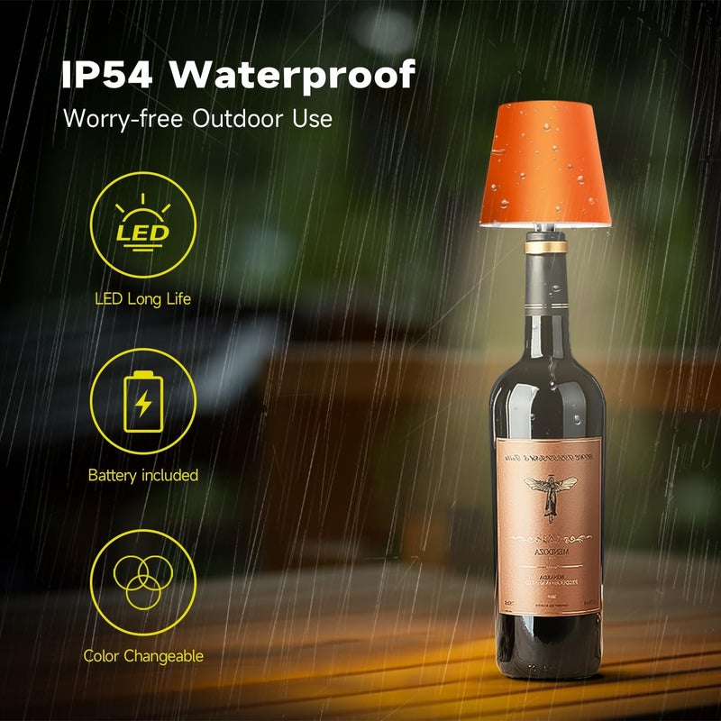 Hoide Store 2025 New Wireless Bottle Lamp - LED Bottle Lights for Liquor & Wine Bottles, Cordless Lampshade, Whiskey Bottle Top Light, Bottle Stopper Night Light Kit, Rechargeable 3-Tone Touch-Dimmable - Image 4